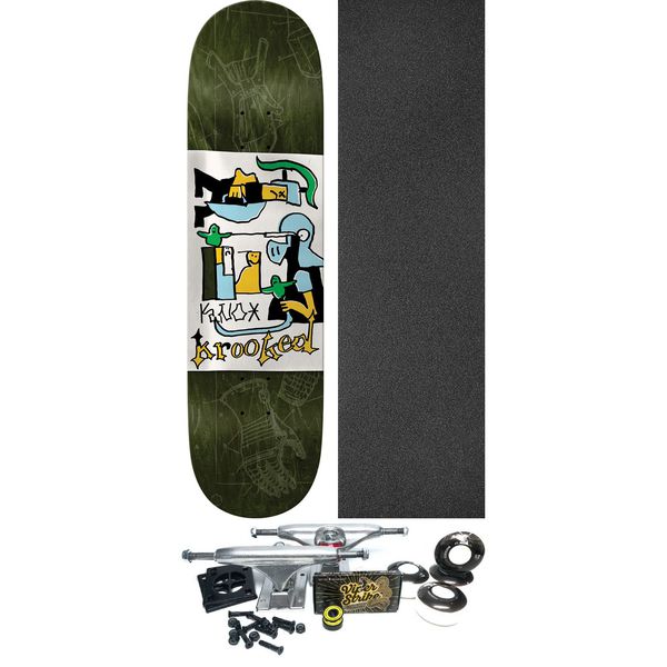 Krooked Skateboards Tom Knox Grenadier Green Skateboard Deck - 8.28" x 31.7" - Complete Skateboard Bundle